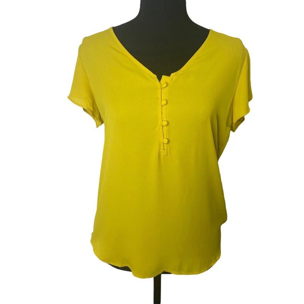 LOFT FLUTTER SLEEVE TOP MUSTARD YELLOW SIZE S